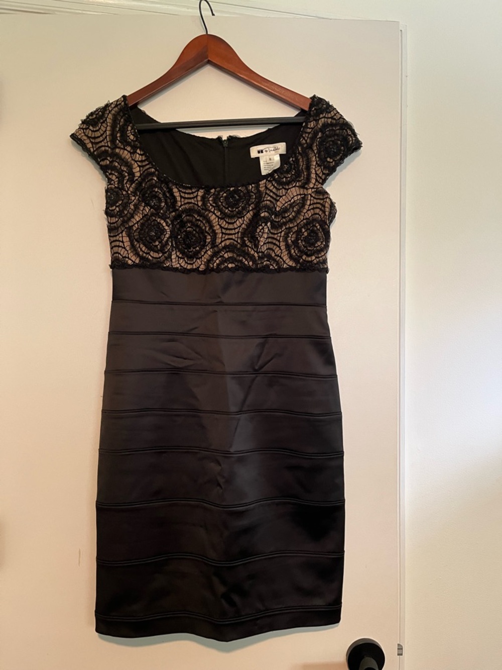 Tadashi Shoji Black Lace-Top Midi Dress